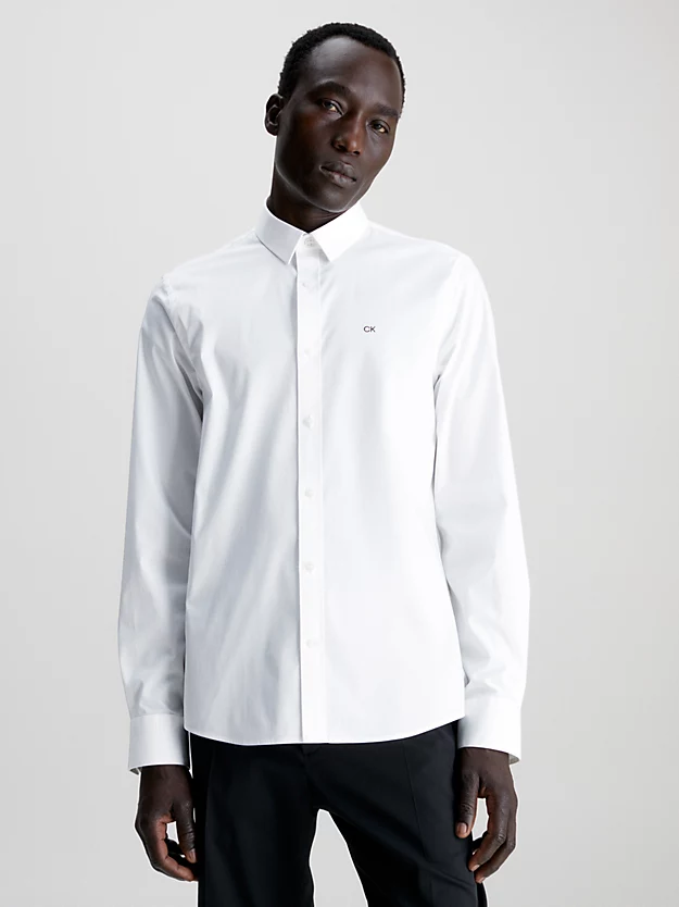 Camisa justa de popeline elástica