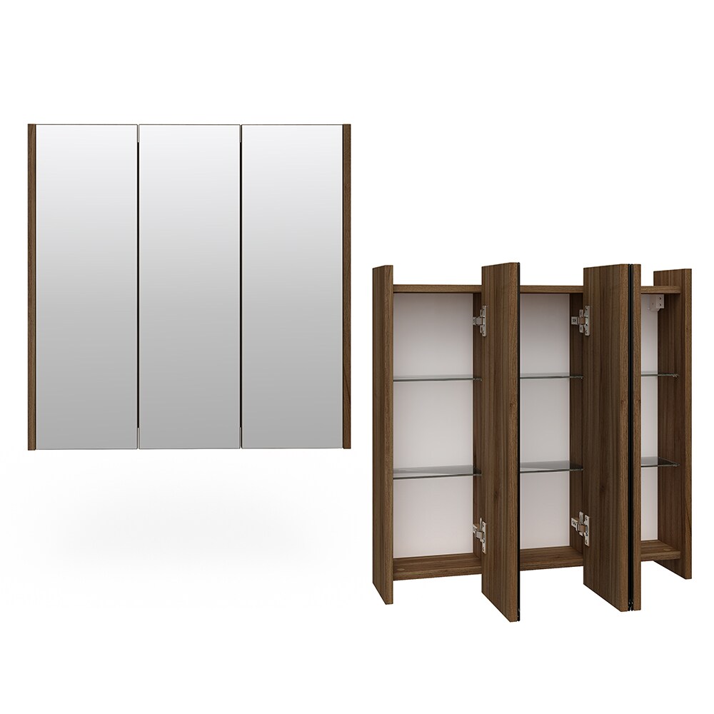 Vicco Spiegelschrank Badspiegel Wandspiegel Majest Nuss/Anthrazit Fächer Spiegel