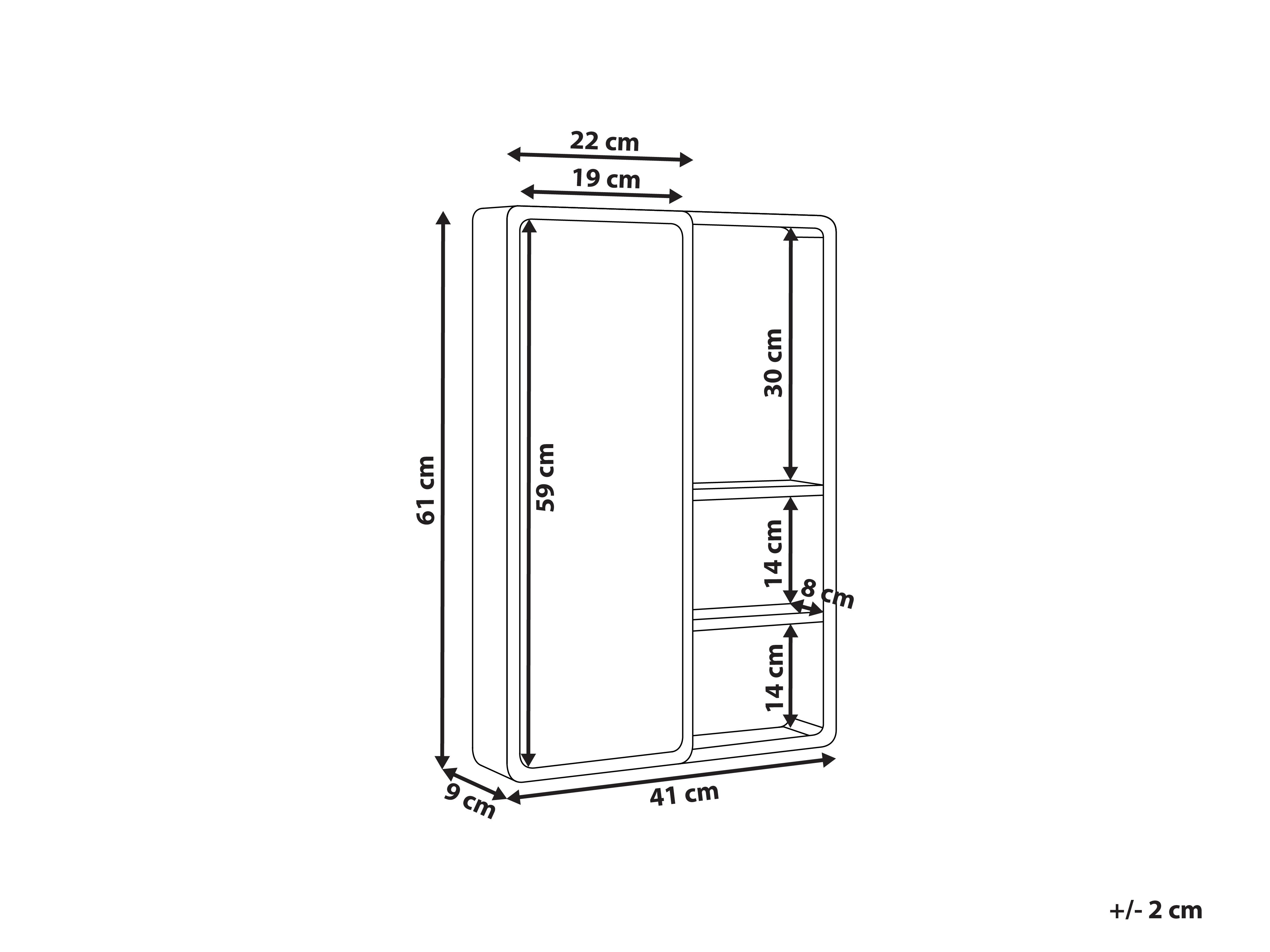 Badkamer wandkast met spiegel GUATAVITA 41 cm 61 cm Lichtbruin