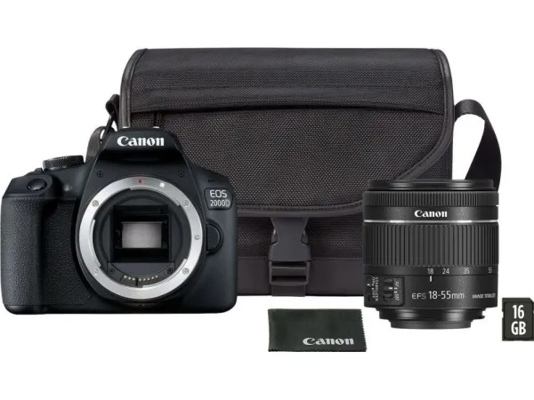 Canon EOS 2000D - Digitalkamera - SLR - 24.1 MP - APS-C - 1080p / 30 fps - 3x optisk zoom EF-S 18-55 mm IS  - Wi-Fi, NFC