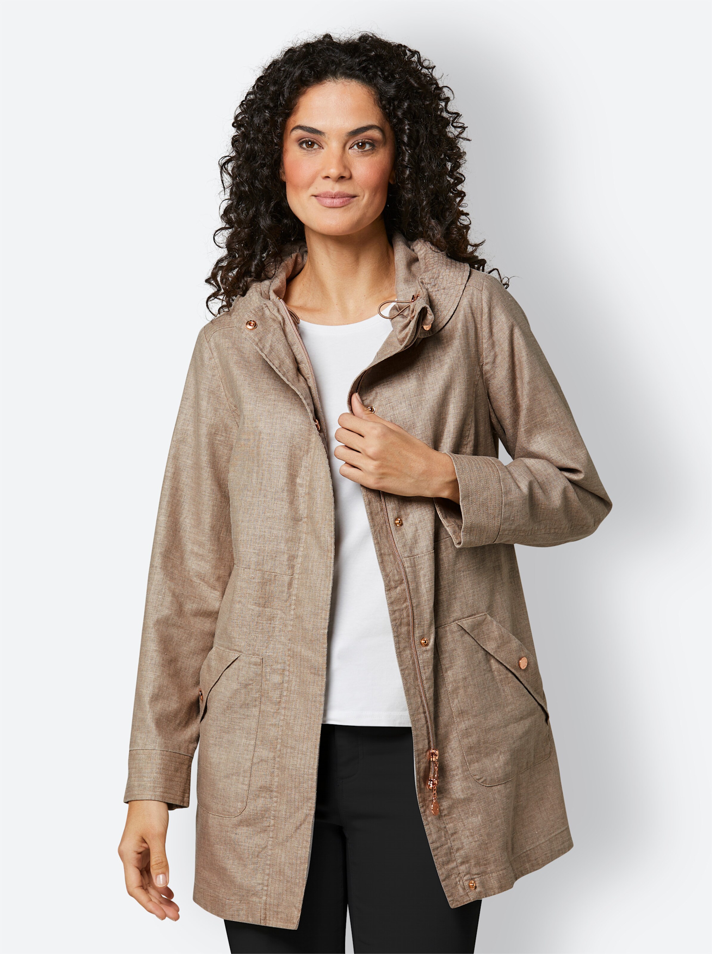 CREATION L PREMIUM Viskose-Leinen-Jacke in sesam