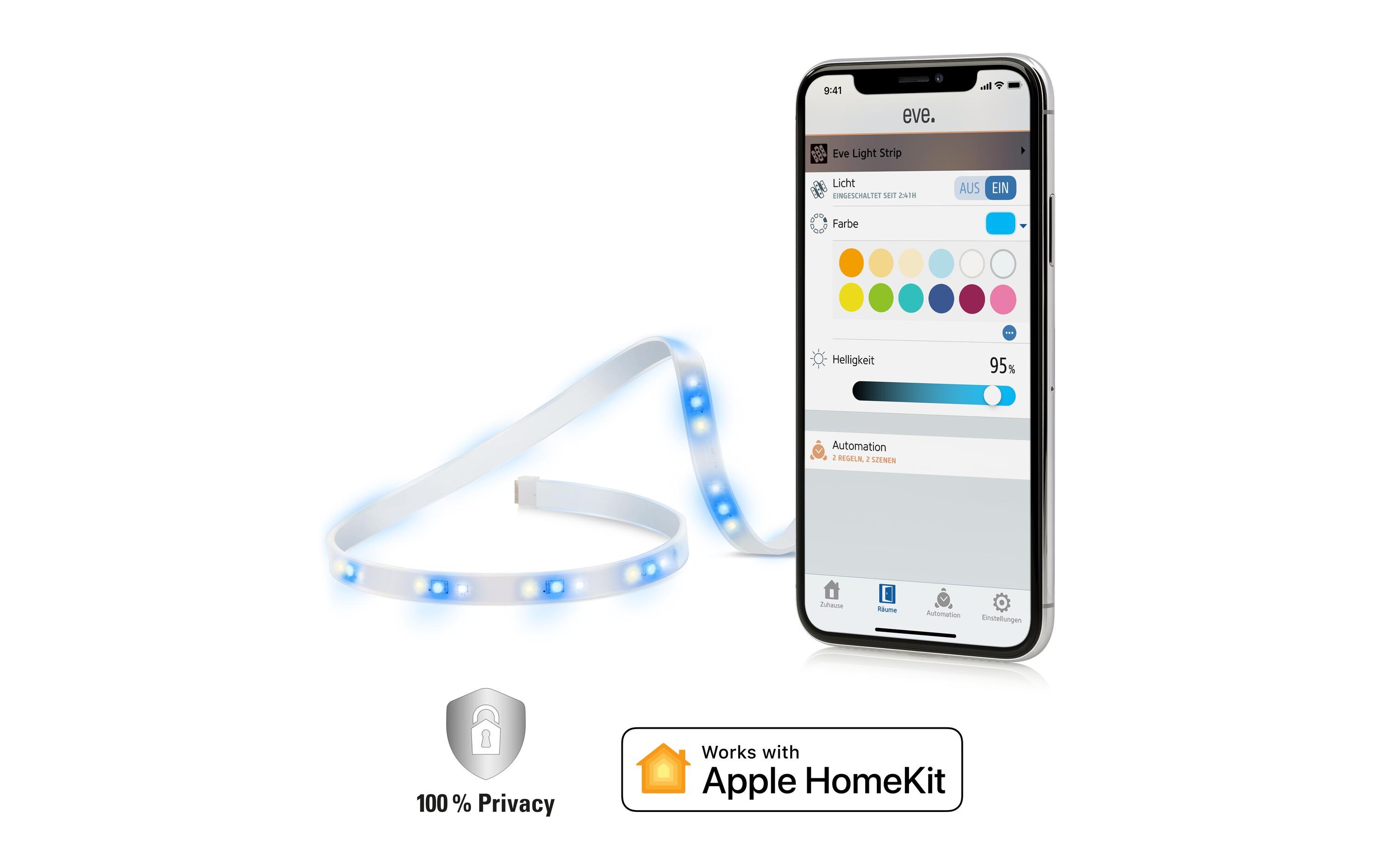 Light Strip 2 m, Basispaket Smart HomeBasisset Eve Lightstrip 2 Meter, Adaptive Lighting, erweiterbar bis 10 m