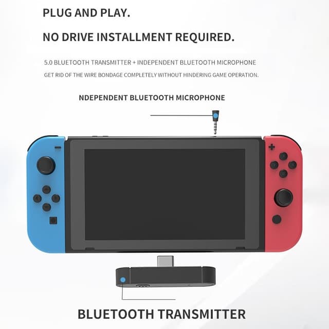 Kompatibel med Nintendo Switch Switch Lite PS4 PS5-spilkonsol Bluetooth-modtagersender