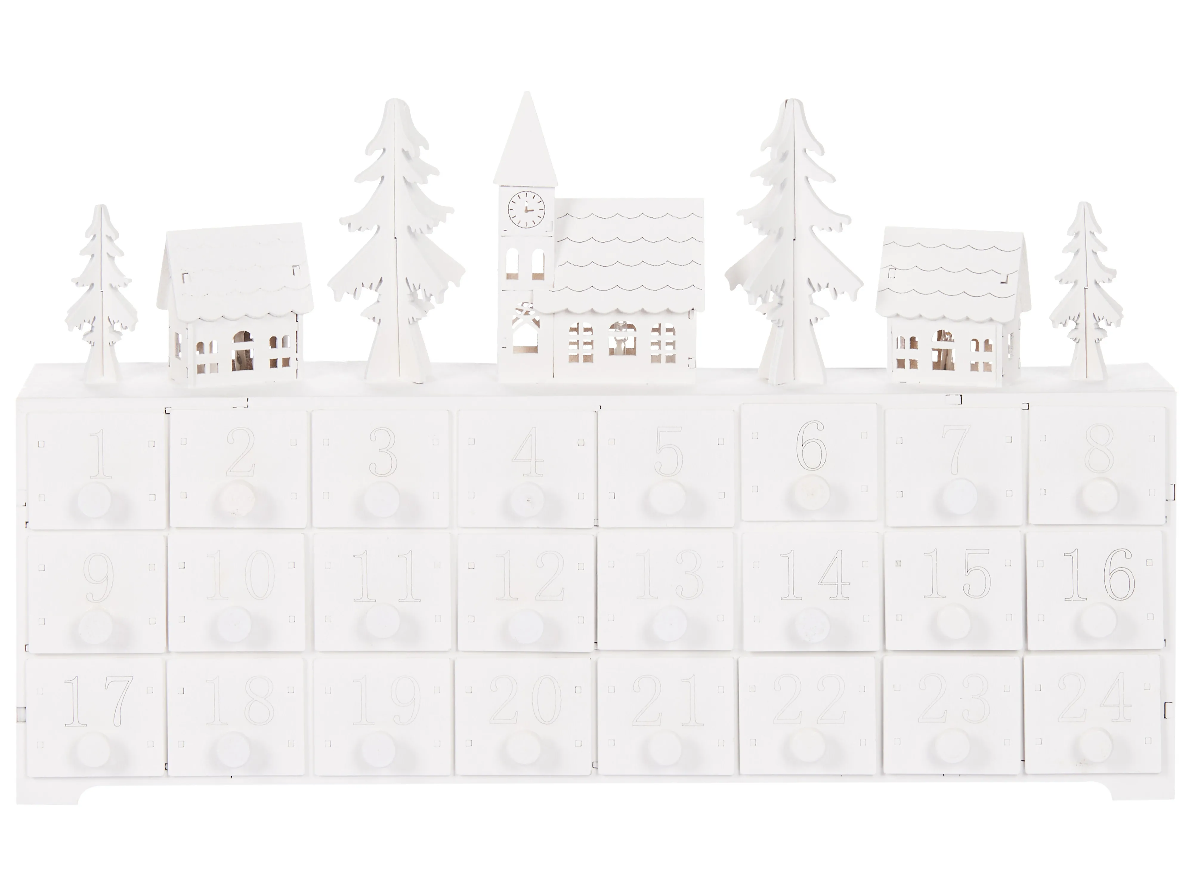 Kerstdecoratie LED MUONIO Adventskalender 24 cm Wit