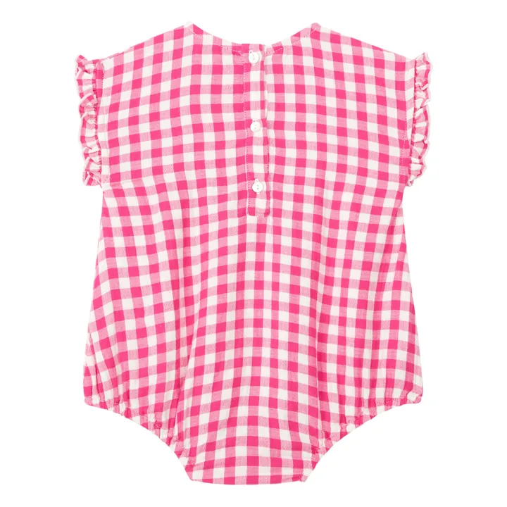 Marlot Paris Barboteuse Gaze de Coton Vichy Java | Rose fuschia
