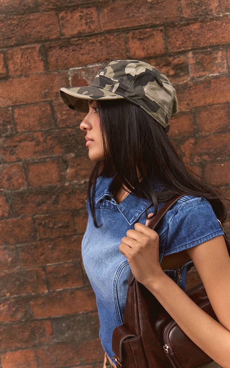 Kaki Casquette Militaire À Imprimé Camouflage