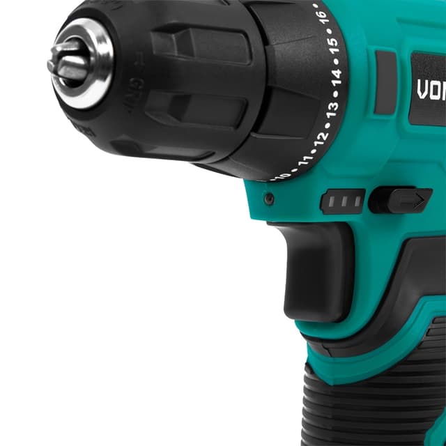 VONROC Boremaskine 12V | Batteri – Akku | Inkl. Akku, USB-C-oplader og bor- og bitsæt med 16 dele