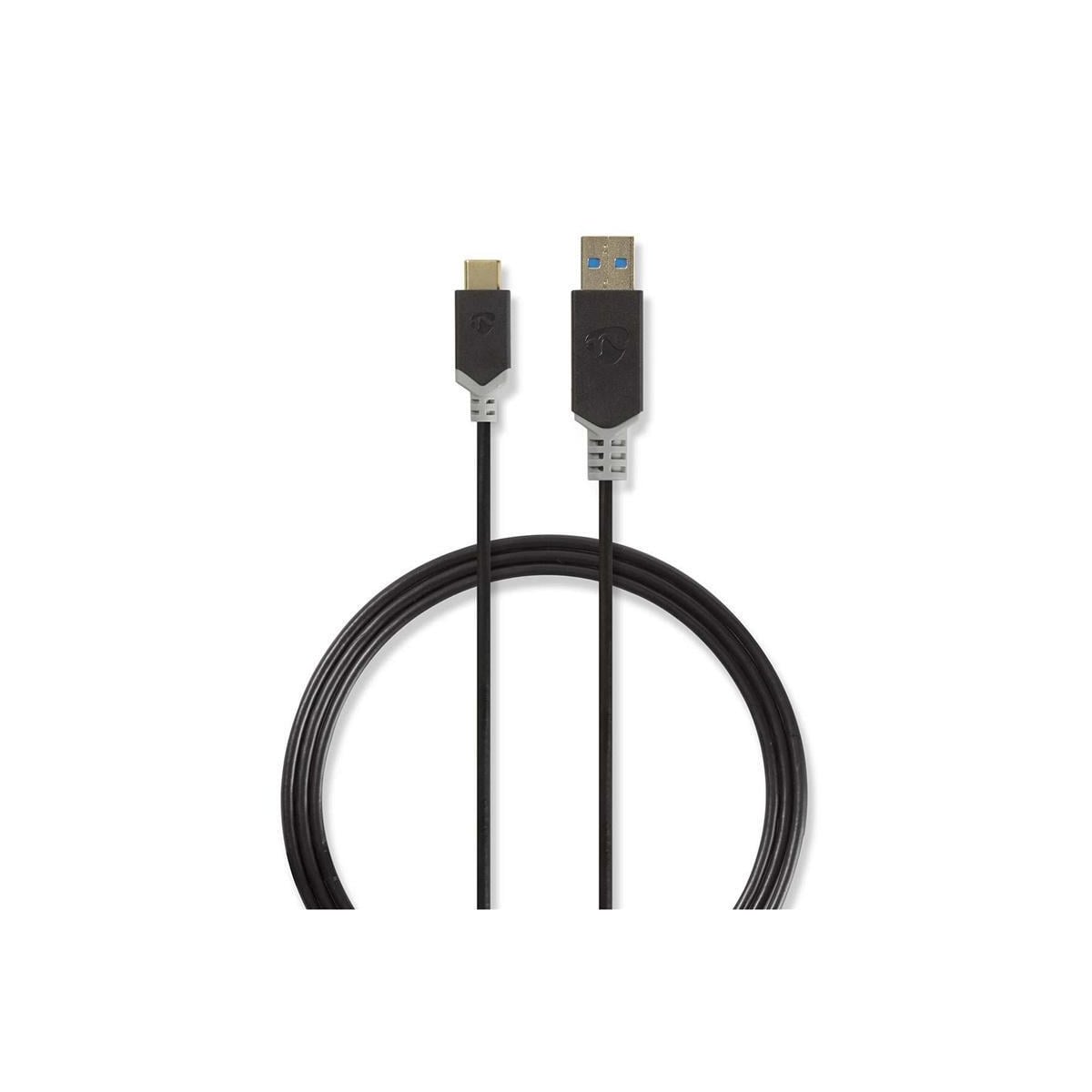 USB 3.1-kabel | Type-C, hann - A, hann | 1,0 m | Antrasitt