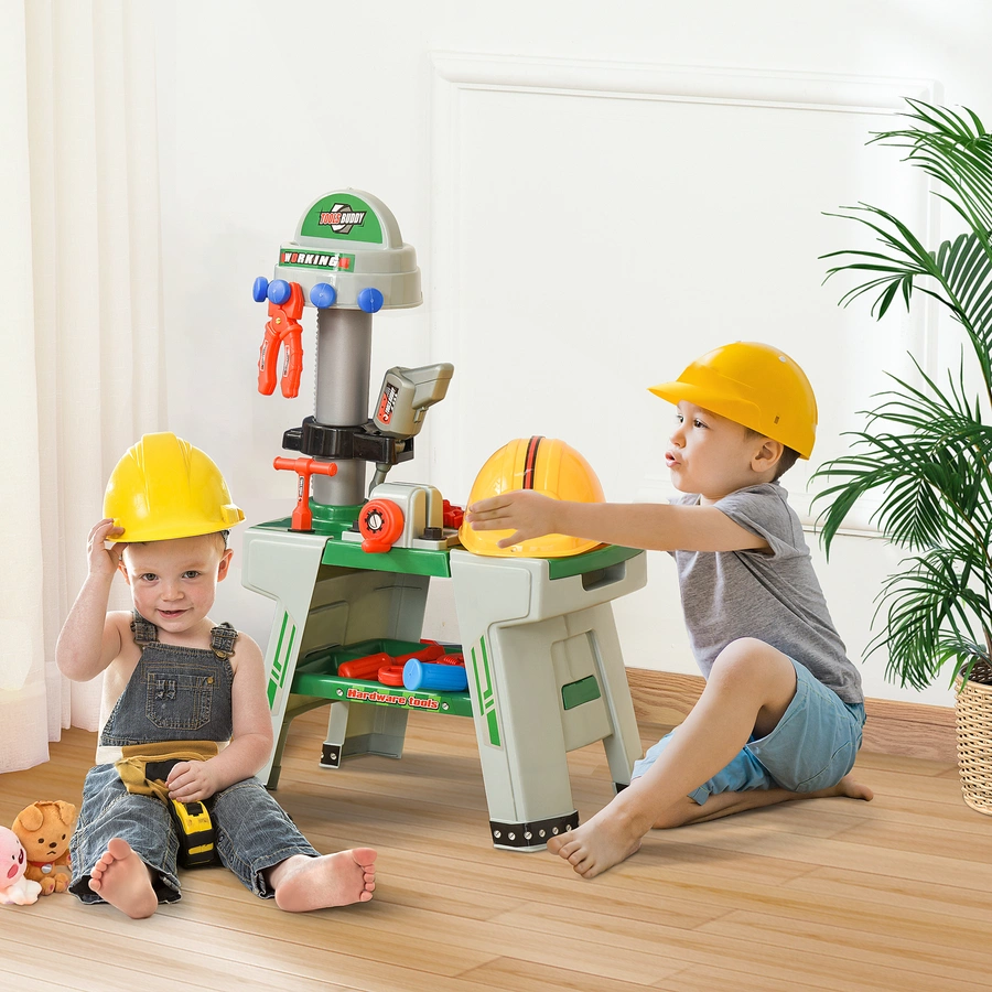 HOMCOM Kinder Werkbank Set mit 37 Zubehörteilen bunt