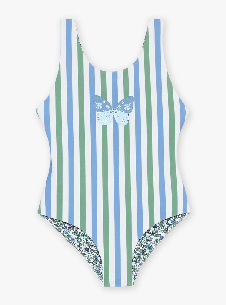 Maillot de bain 1 pièce réversible écru à imprimé fleuri