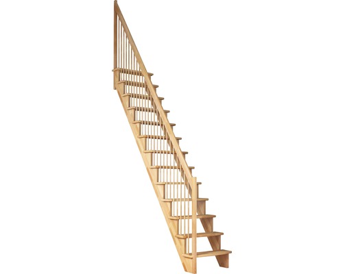 Pertura Filia massief beukenhouten trap zonder stootborden, afgedicht, recht, 65 cm, 12 treden / 13 stootborden, balusterleuning