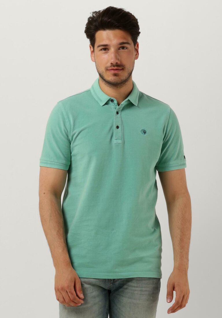 CAST IRON blauwe cast iron polo short sleeve polo cotton gd pique