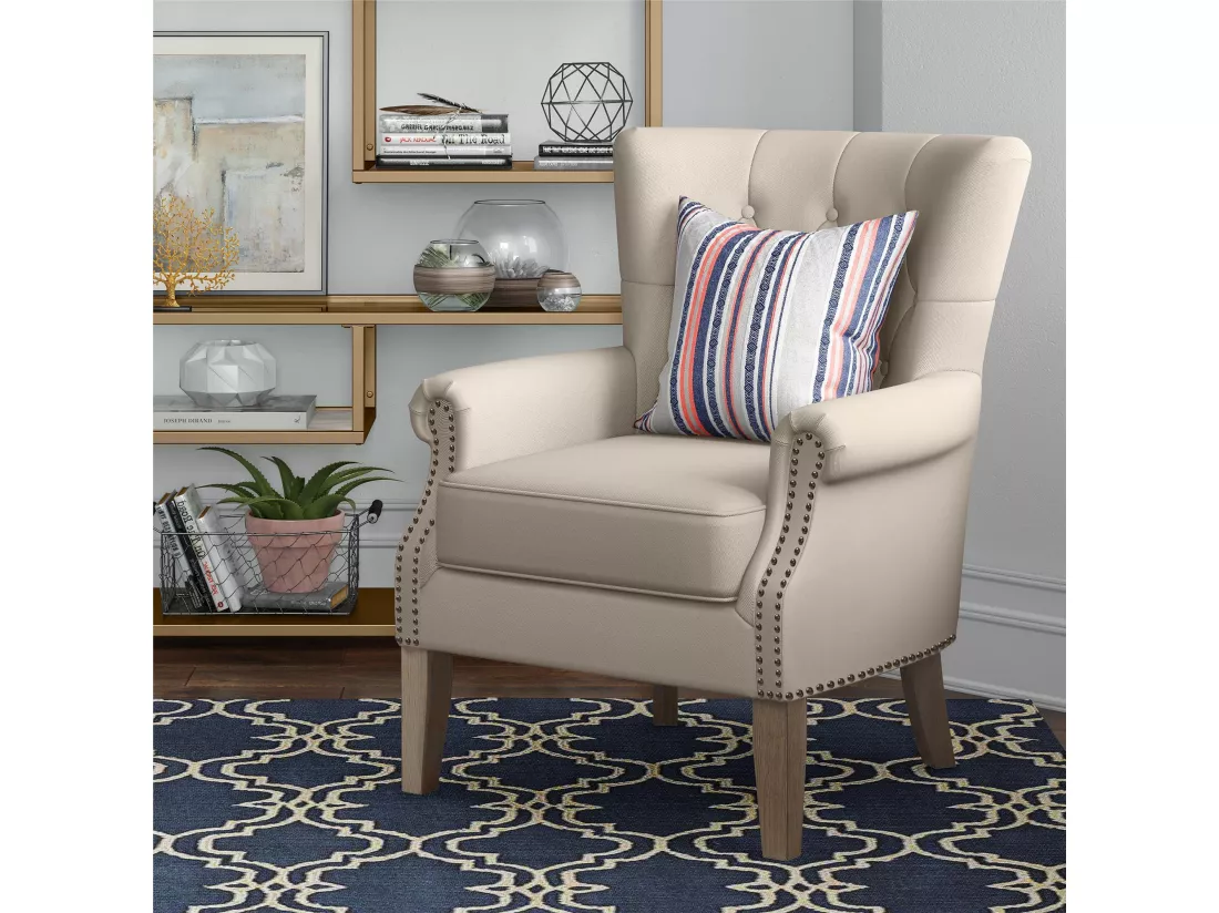 Dorel | Chaise longue tapissée en tissu beige