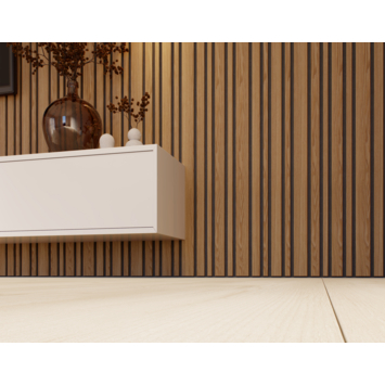 Lattenwand Decowall Acoustic Blend brons eiken, combinatie van verschillende breedtes, 260x30cm, 2 stuks (1.56m2)