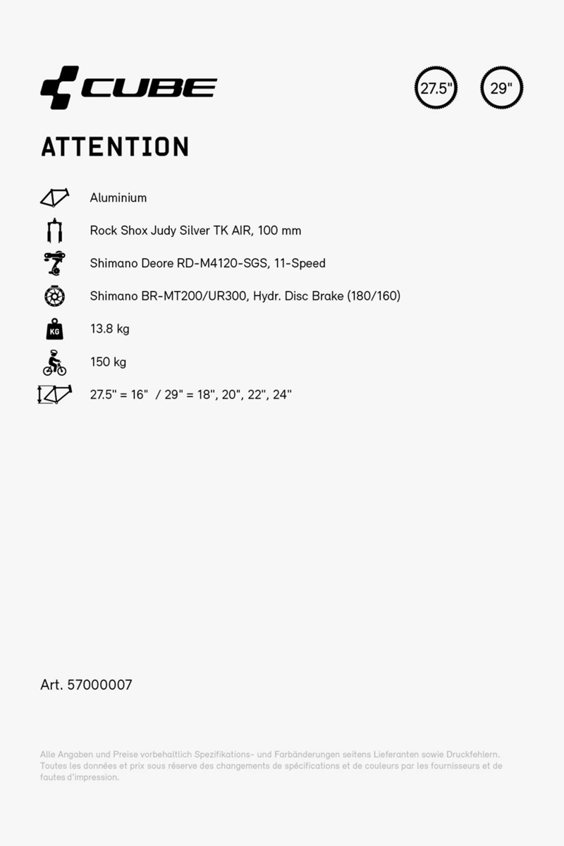 CUBE Attention 27.529 Mountainbike 2024