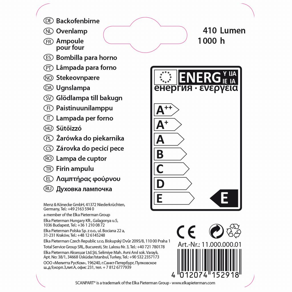 SCANPART 1100000001 gloeilamp Mini globe 40 W E14 E