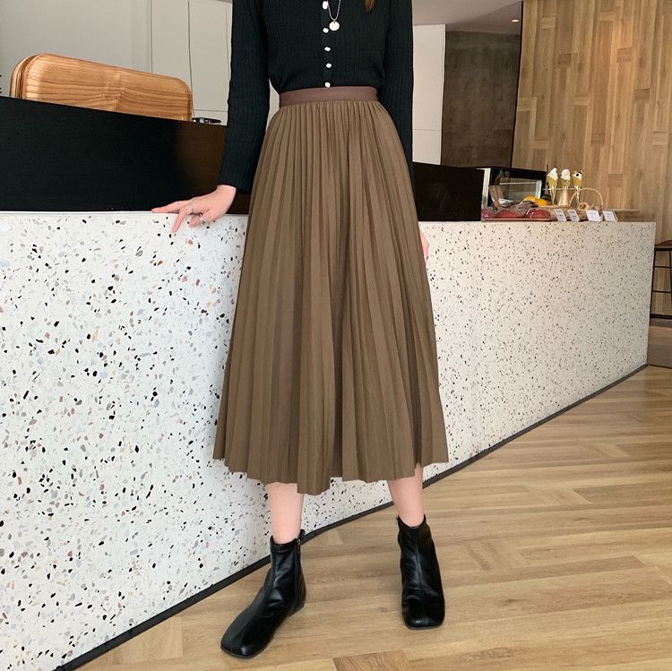 Shopherd - Hoge taille geplooide midi-rok