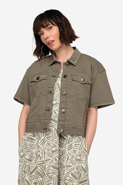Jeansjacke, oversized, weiter Halbarm