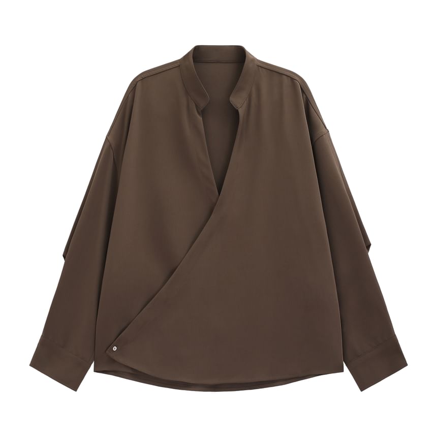 CHIC ERRO - Lange mouwen V-hals effen wikkelshirt