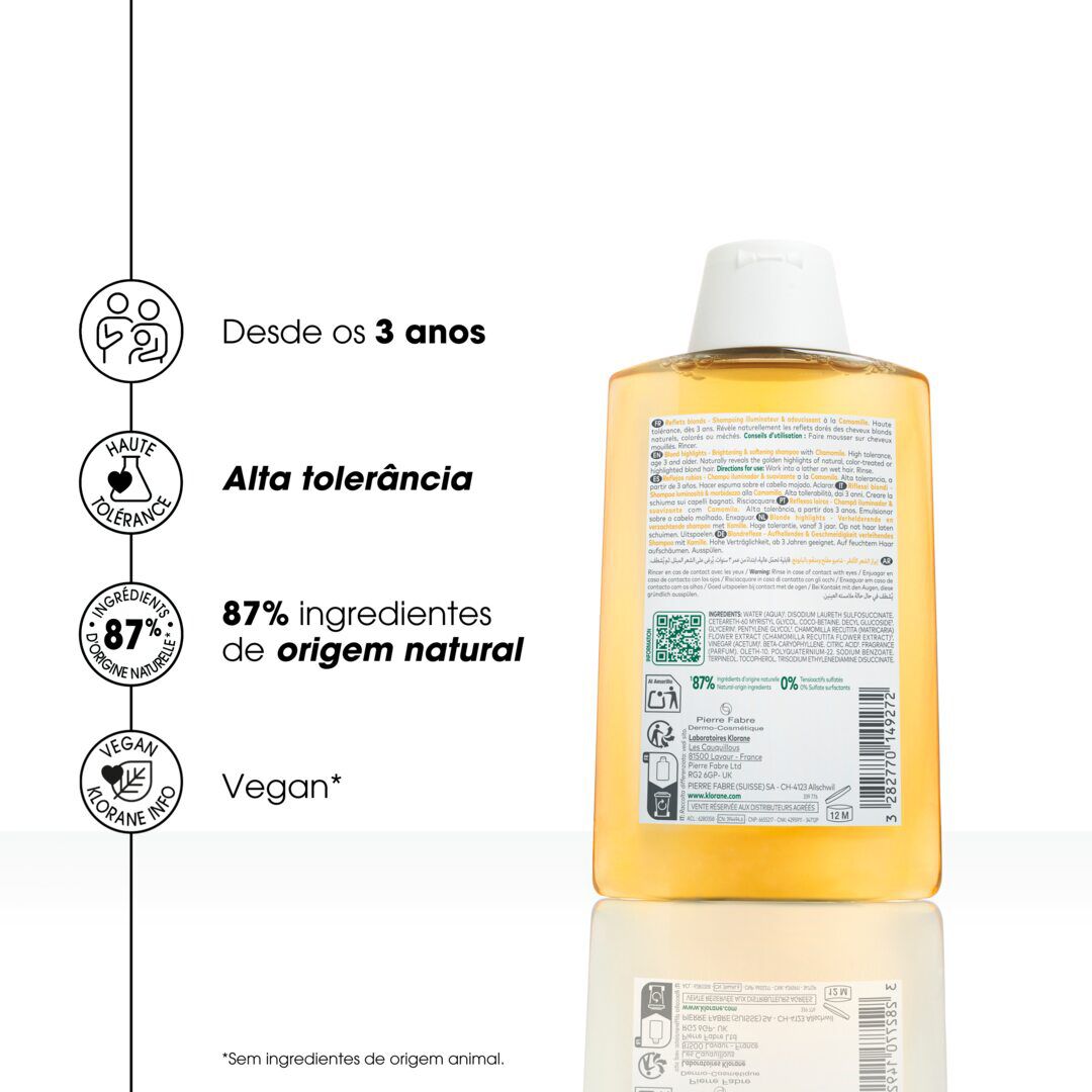 KLORANE  Champô Camomila Reflexos Dourado Cabelo Loiro - 200ml
