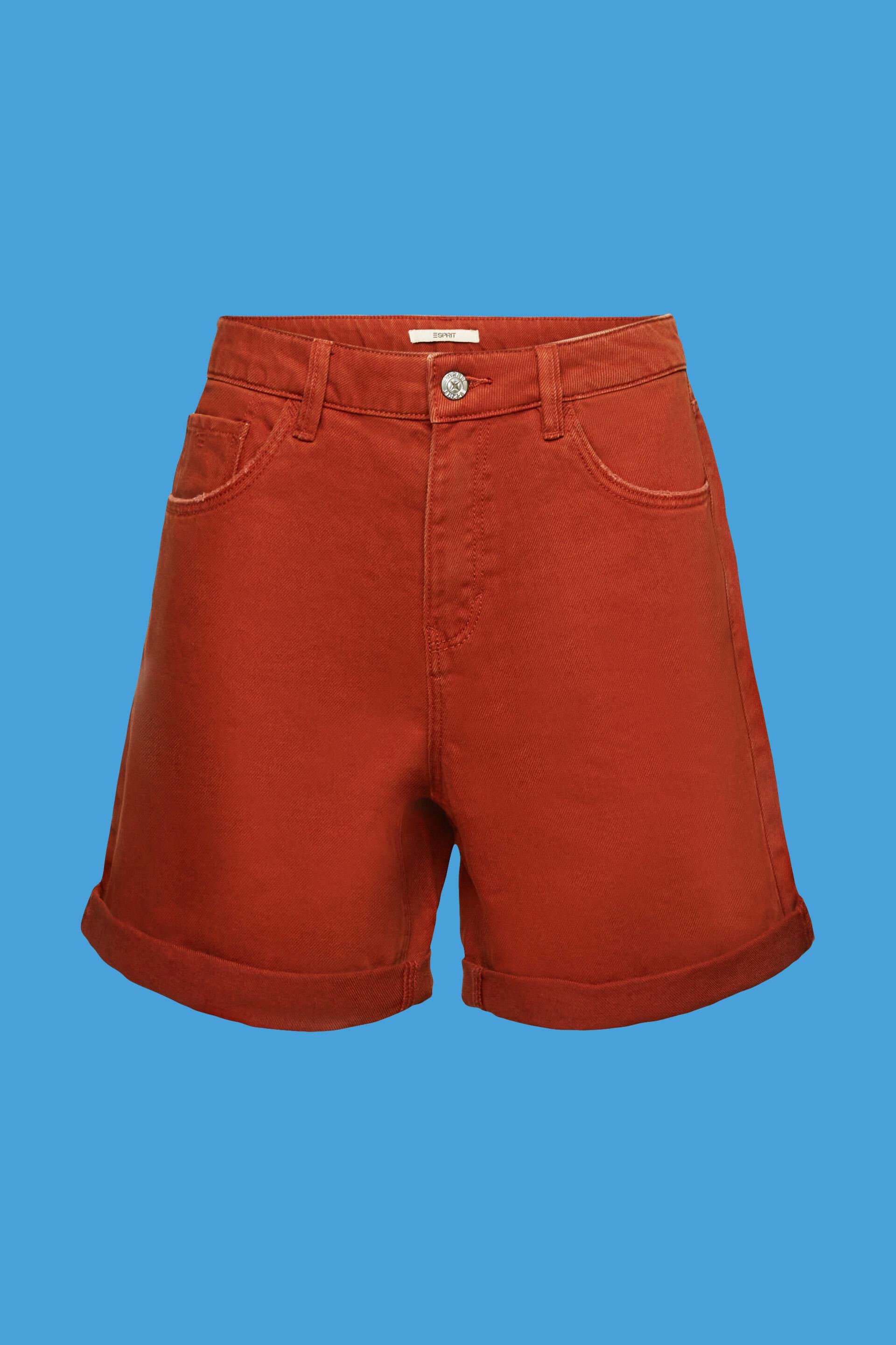 Short en jean à taille haute et bord roulotté
