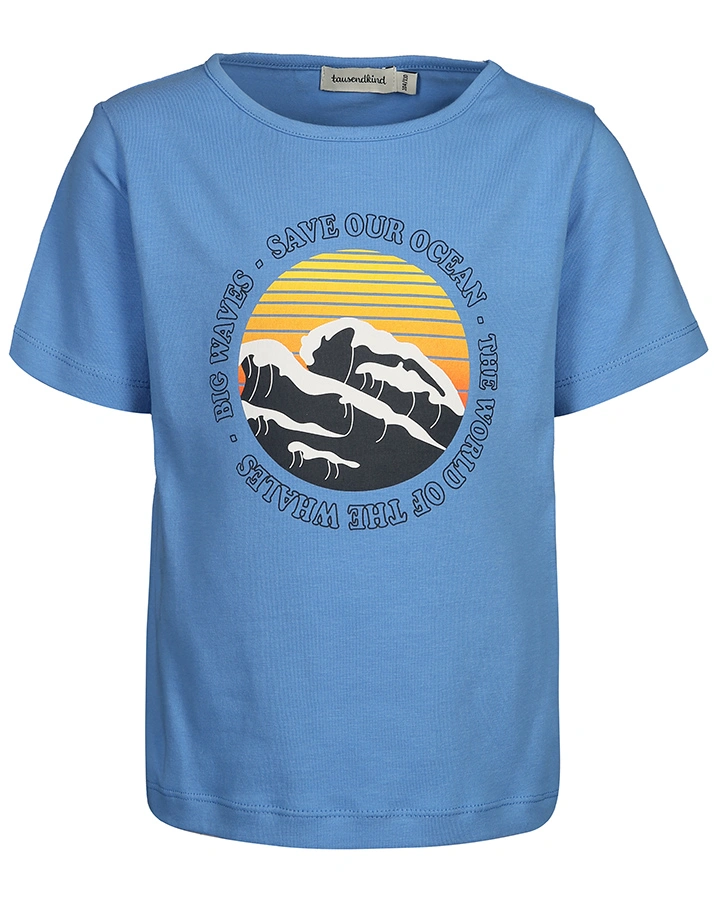 T-Shirt RETRO WAVE in marina blue
