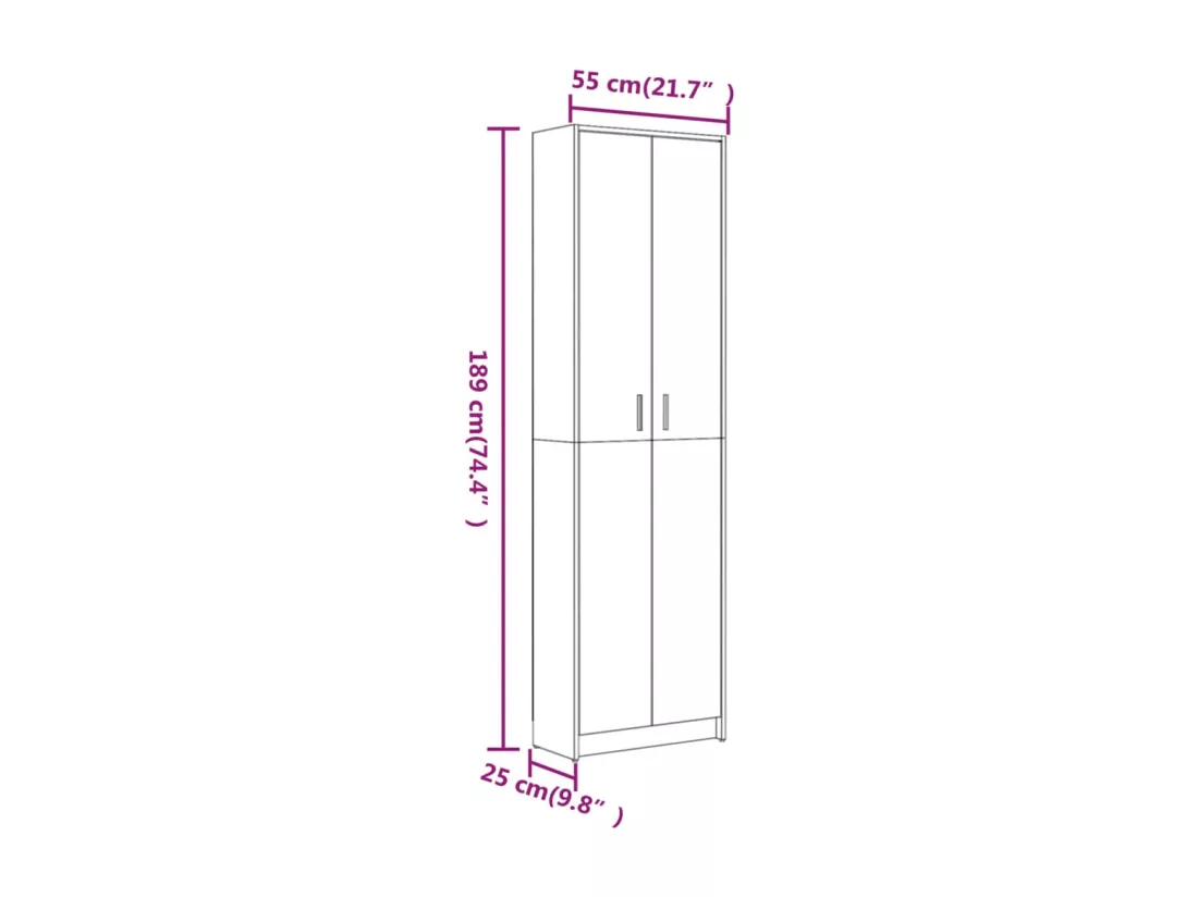 Garde-robe couloir Chêne marron 55x25x189 Bois d'ingénierie