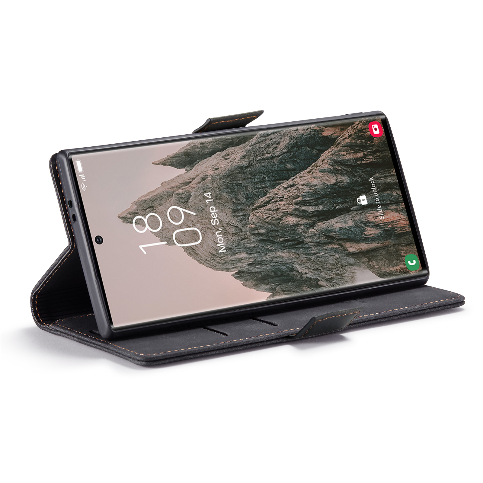 Samsung Galaxy S25 Ultra Leder Tasche Flip Wallet Etui mit Kartenfächern - Schwarz