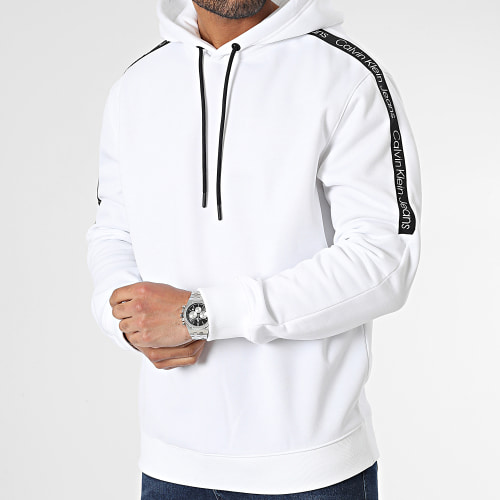 Sweat Capuche A Bandes 3429 Blanc