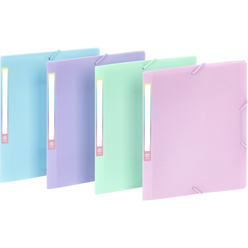 Chemise à élastiques 3 rabats - 17 x 22 cm - RAINBOW PASTEL VIQUEL  - Coloris assortis