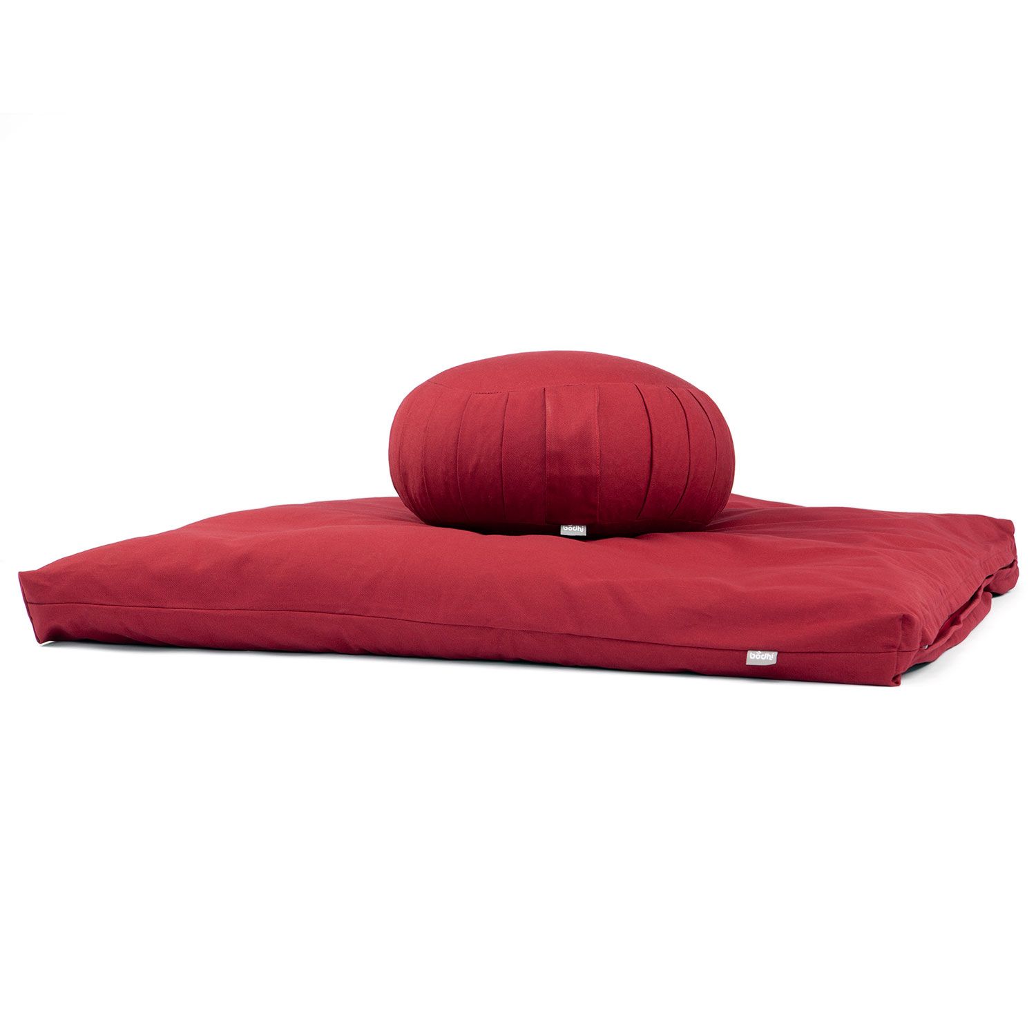 bodhi Medi-Set ECO: Meditationskissen ZAFU ECO Kapok & Meditationsmatte ZABUTON ECO Bordeaux