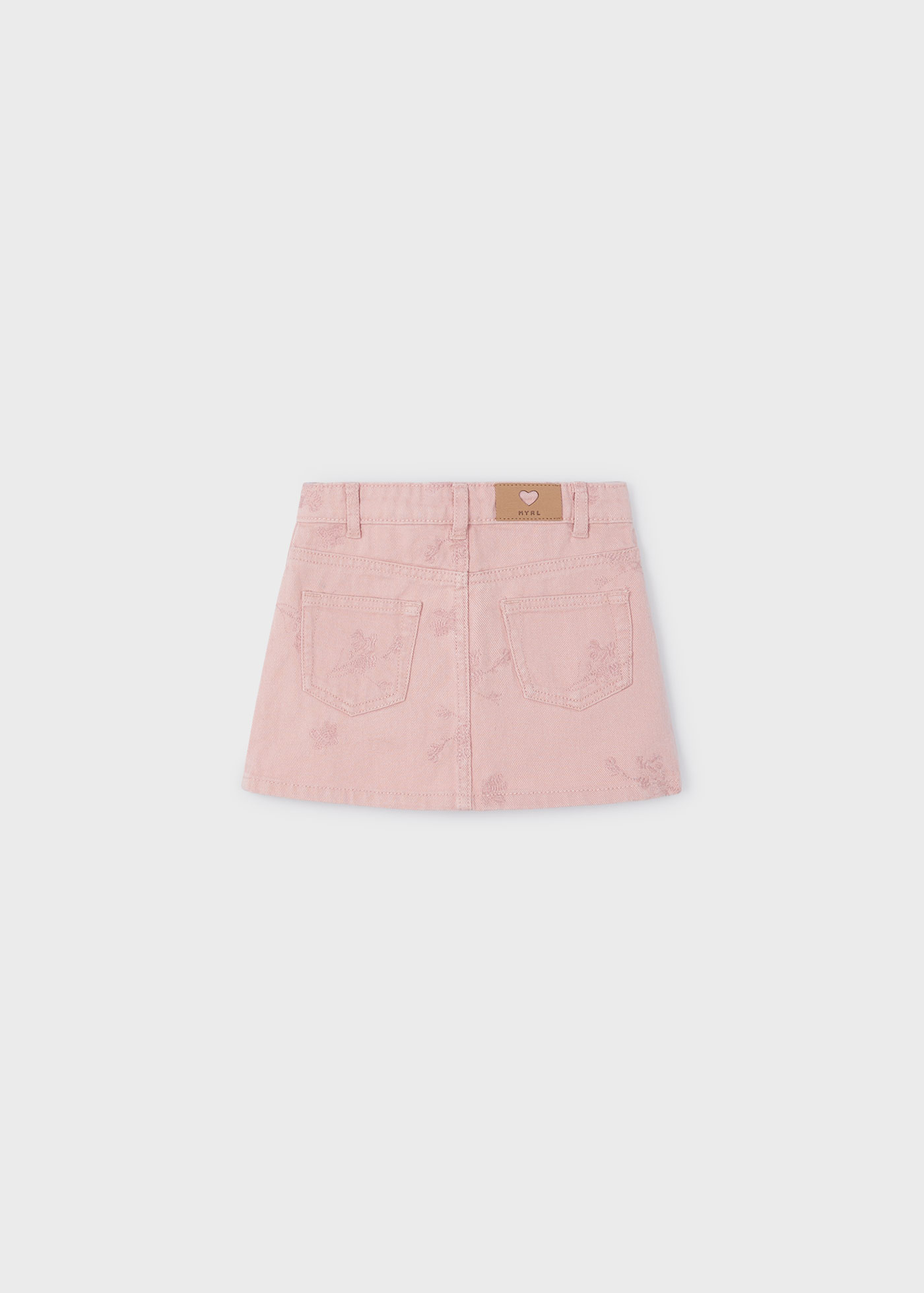 Saia de sarja bordada creme para meninas