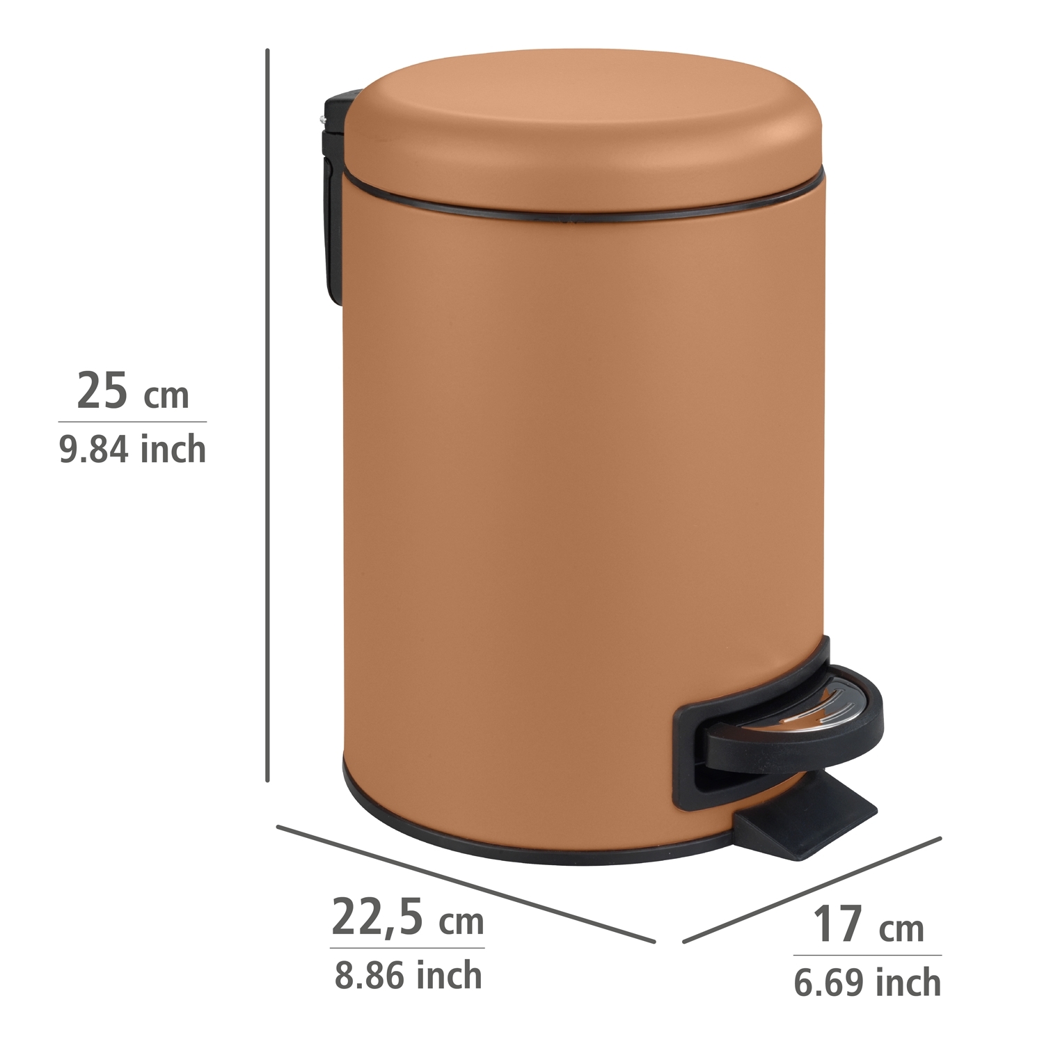 Wenko Leman afvalemmer 3 liter terracotta