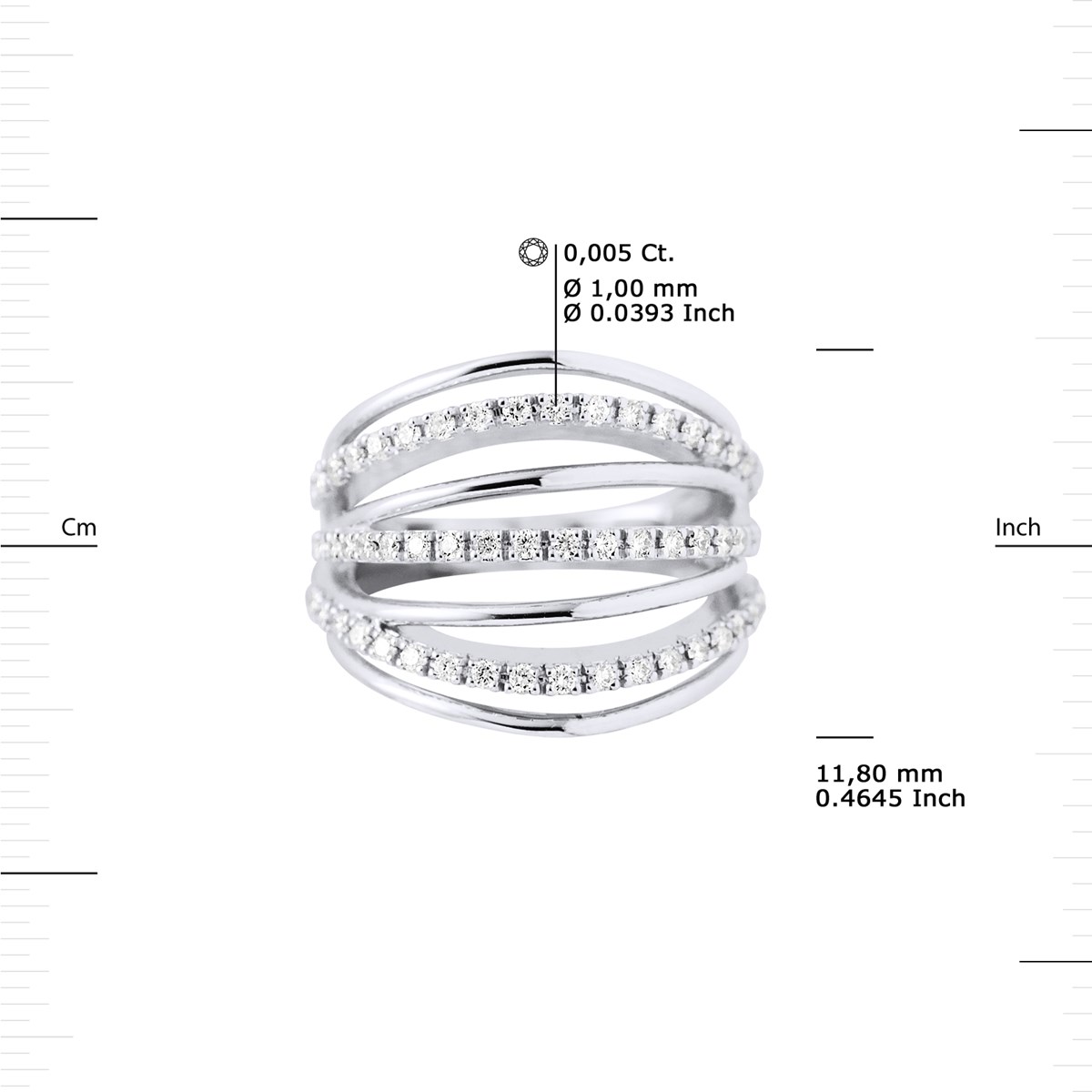 Bague Diamants 0,60 Cts Joaillerie Prestige Or Blanc