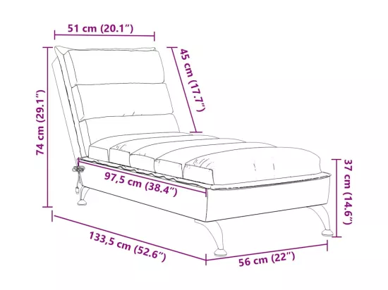 Chaise longue de massage avec coussins gris foncé tissu