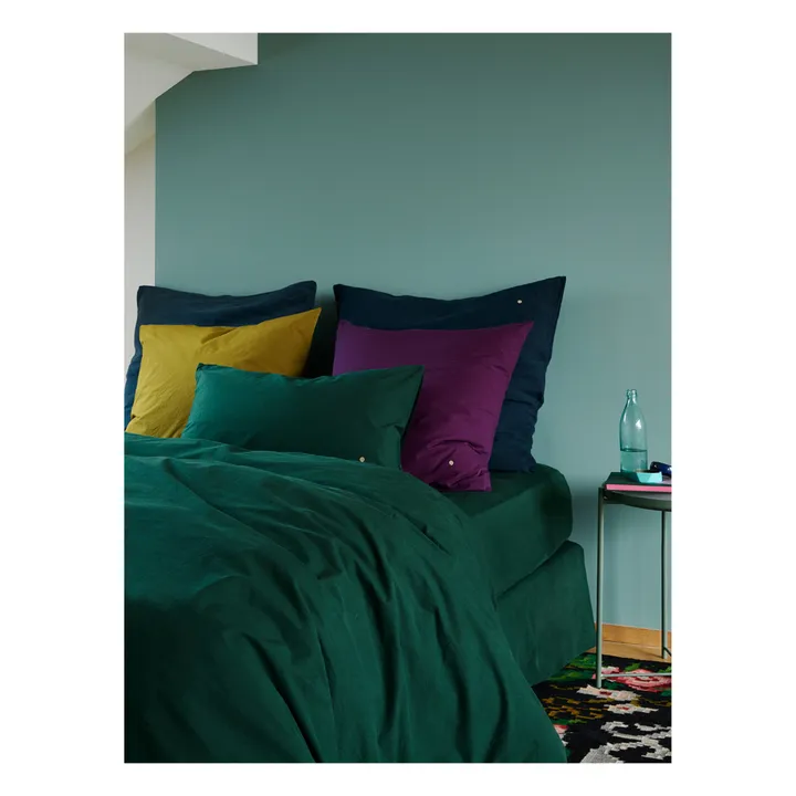 La cerise sur le gâteau Drap-housse Celeste en coton bio | Vert foncé