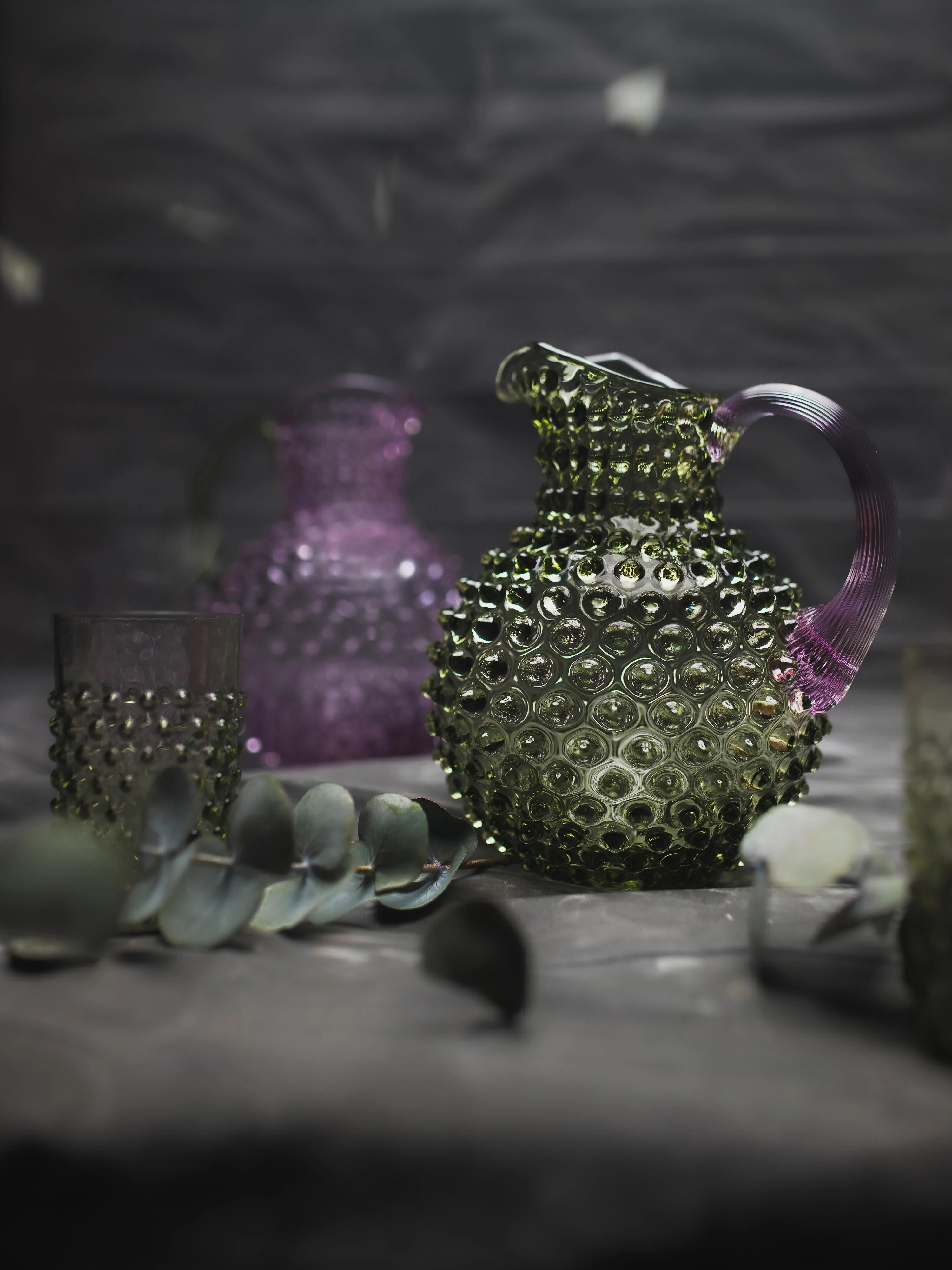 Mondgeblazen karaf Hobnail, 2 L