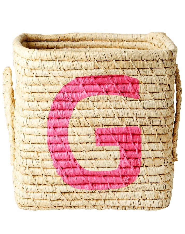 Raffia-Korb SQUARE – LETTER G