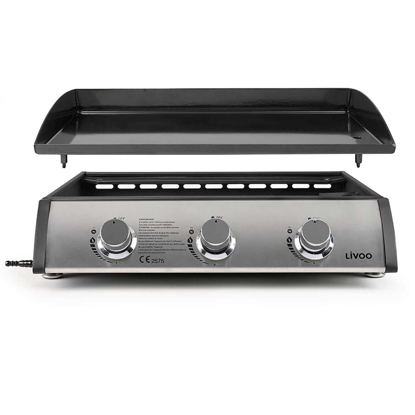 Livoo Plancha gaz 3 bruleurs noir/gris
