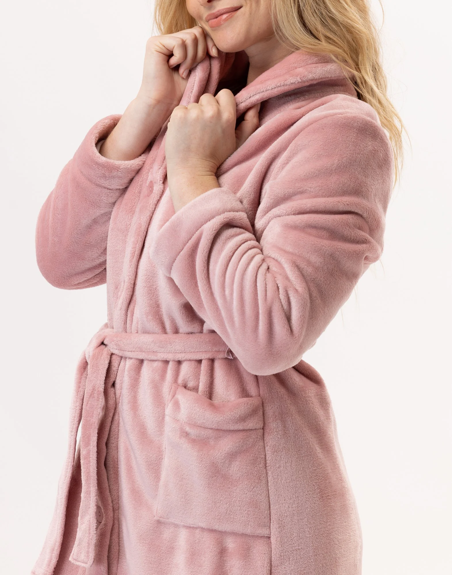 ESSENTIEL H51B - Robe de chambre en peluche flanelle | Rose