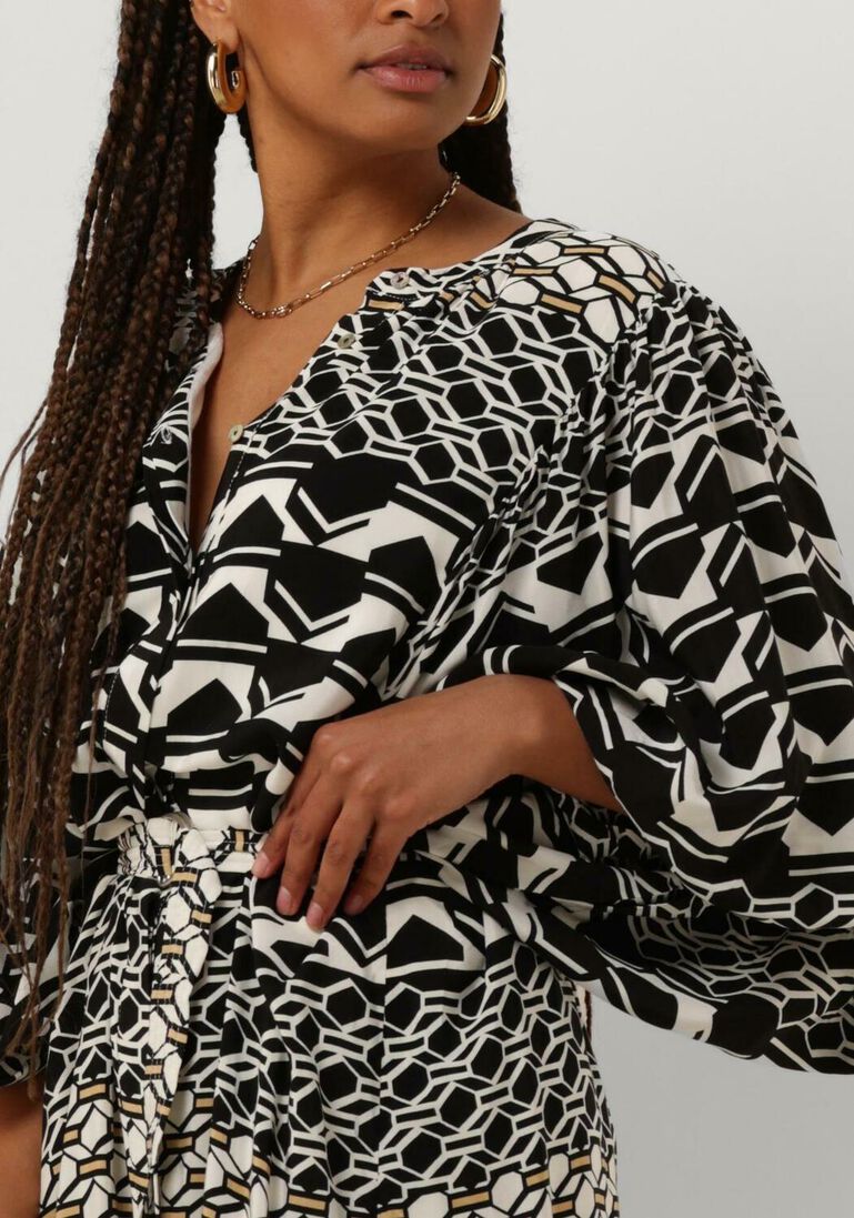 NUKUS zwarte nukus midi jurk amelia dress graphic