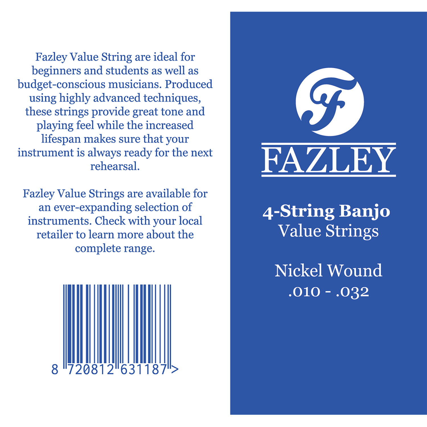 Fazley JVNW1032 Value Banjo Strings snarenset voor 4-snarige banjo (.010 - .032)
