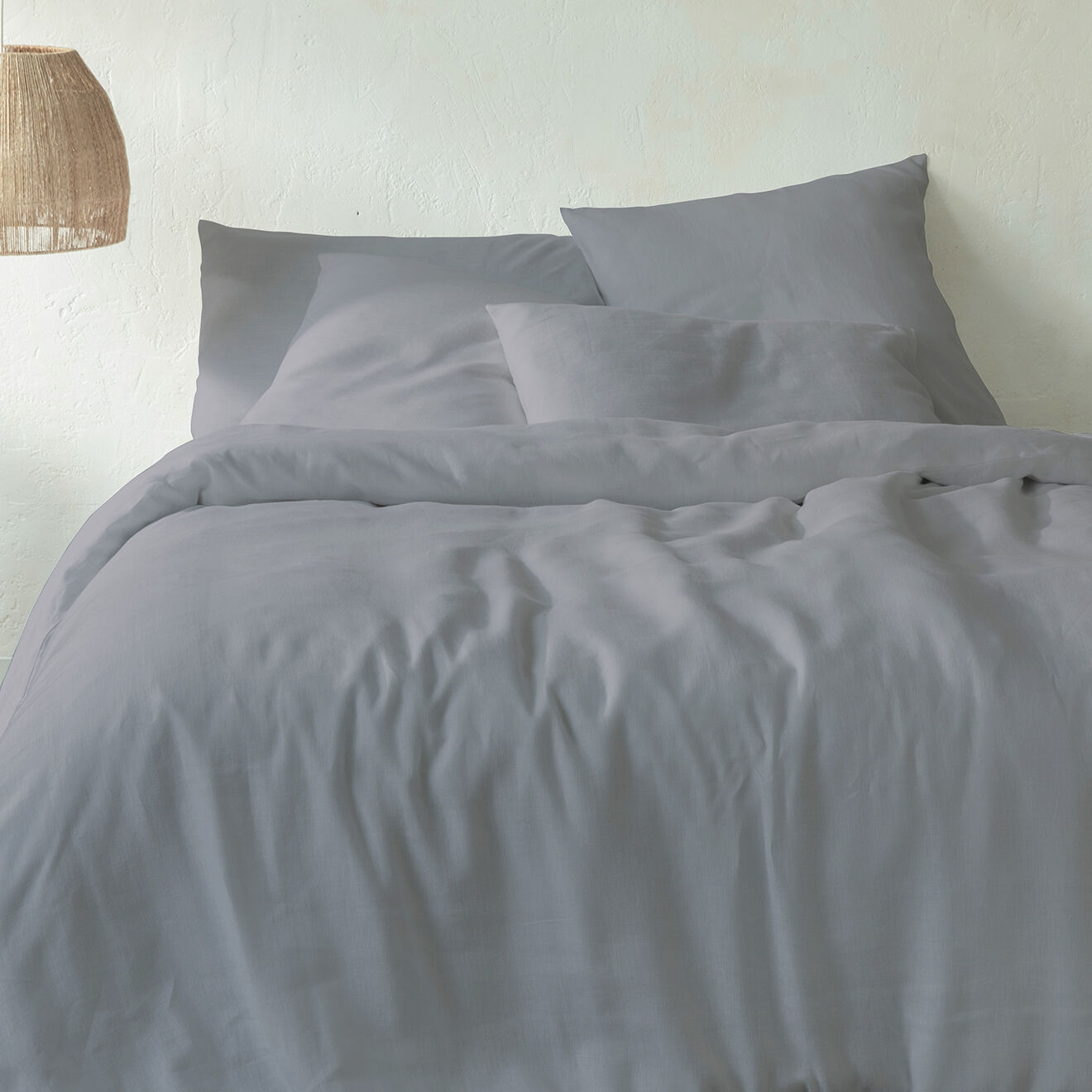United by Perle de coton Parure housse de couette 100% Lin lavé perle