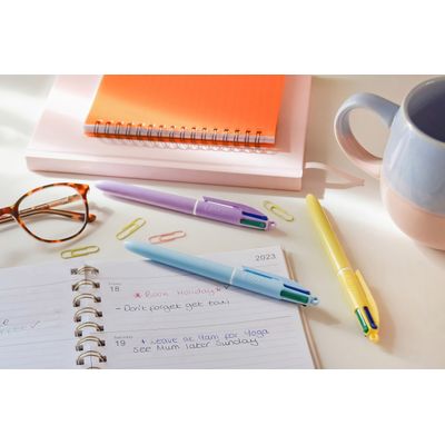 BIC 4 COULEURS - Stylo à bille 4 couleurs - 1 mm - pastel violet