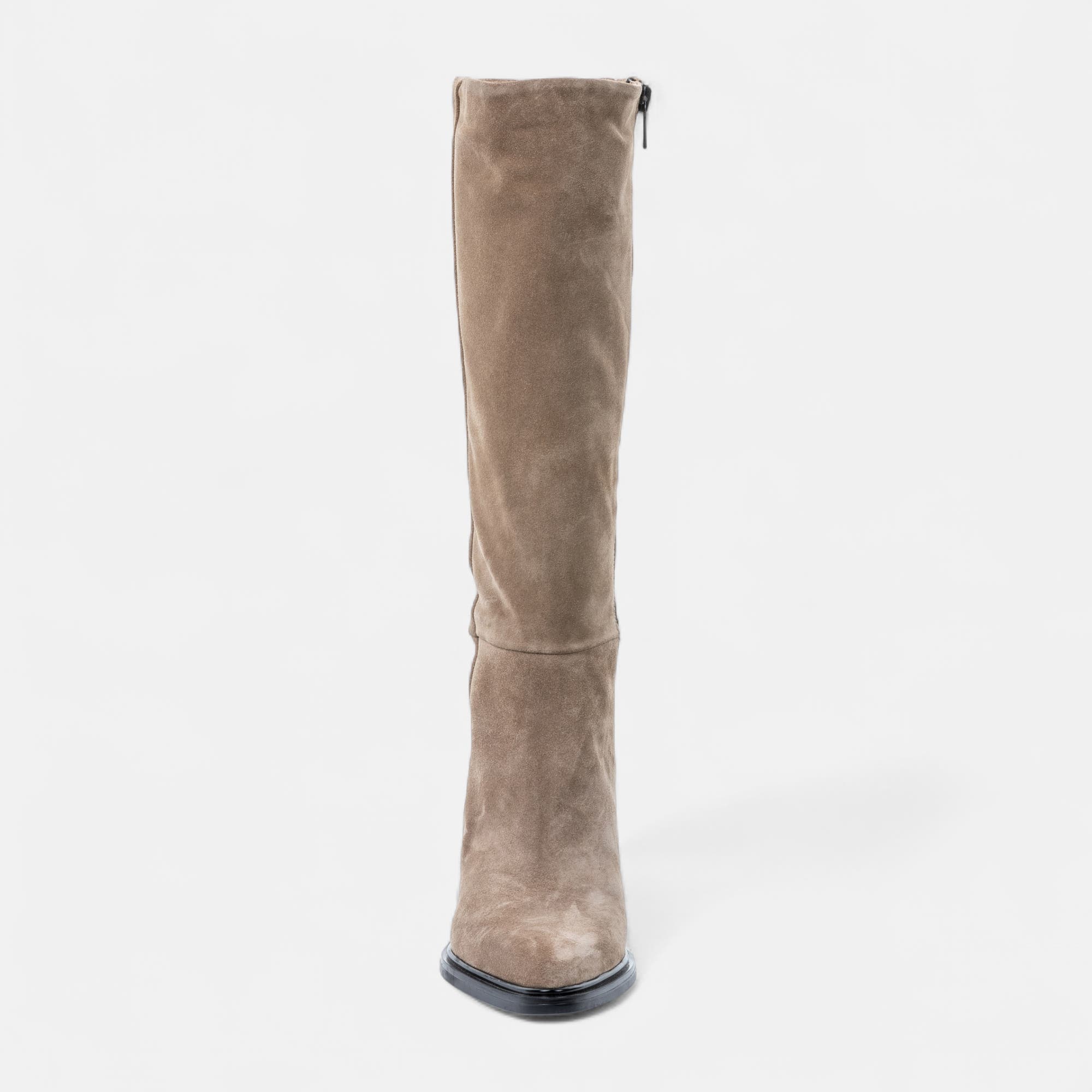 Bottes à talon Femme en cuir beige