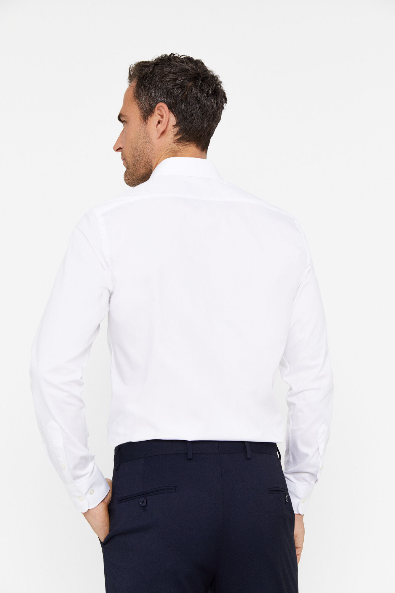 Camisa lisa pinpoint vestir slim facil plancha - Blanco