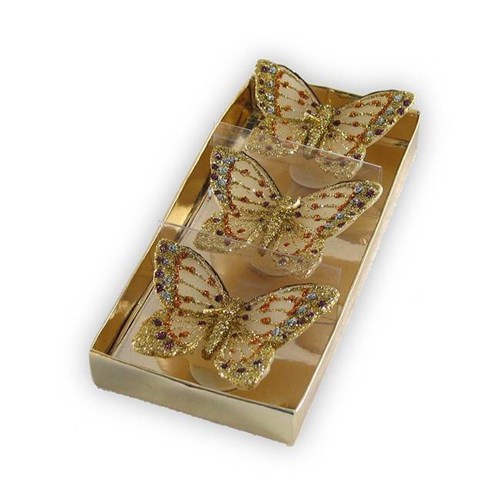 Lot 3 petites bougies papillons