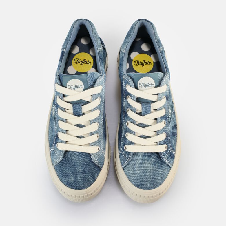 Paired Baskets basses véganes, bleu jean