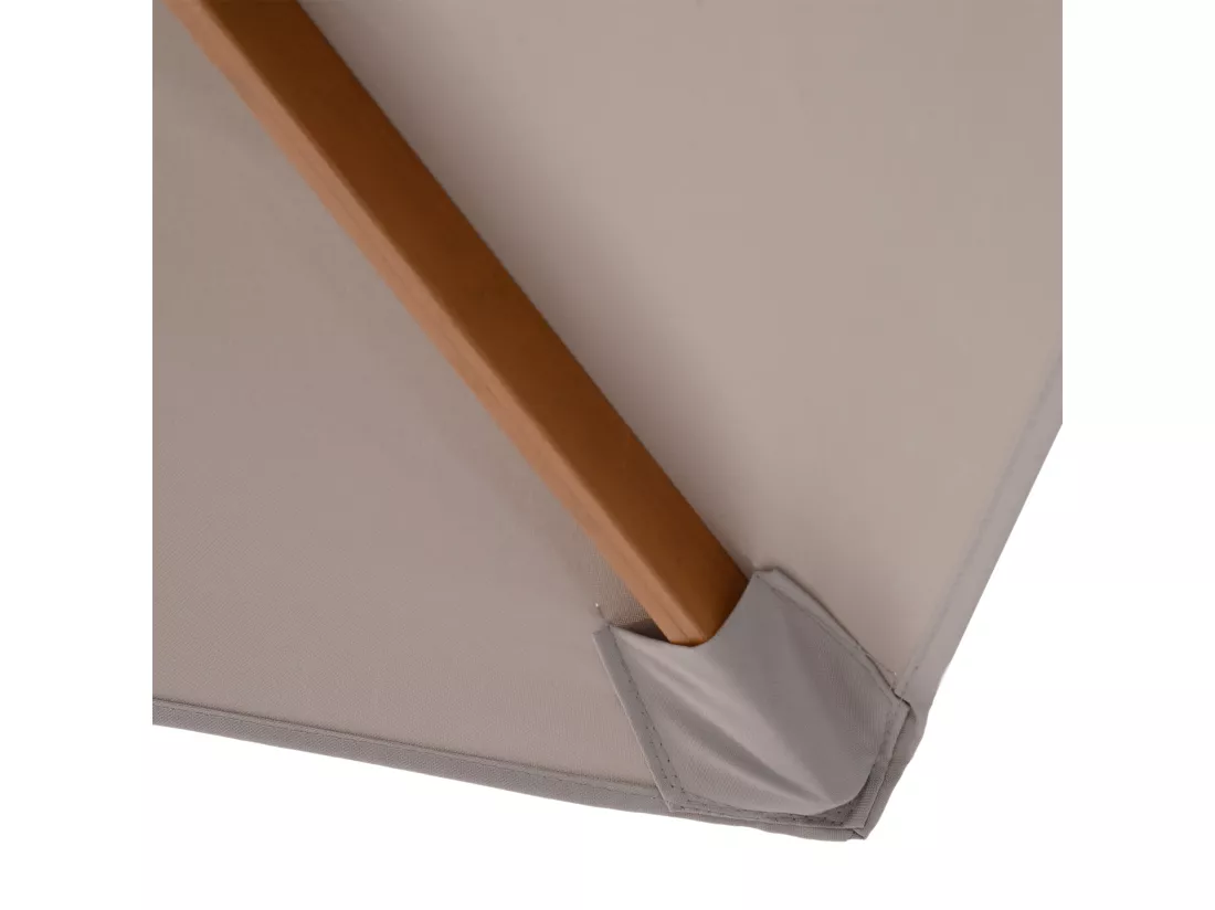 Parasol droit hexagonal de jardin grande taille dim. Ø 2,5 x 2,3H m bambou polyester gris