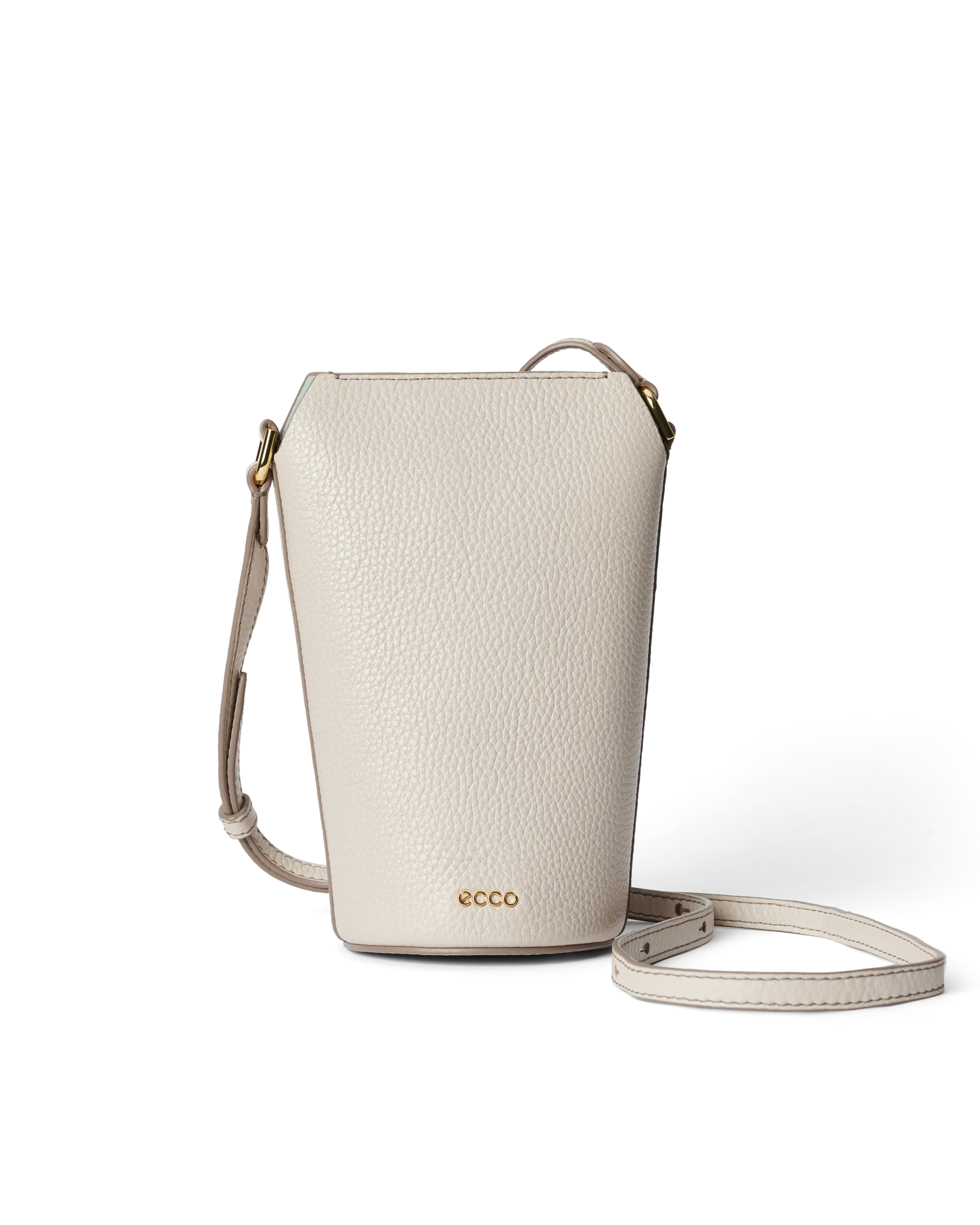 ECCO Pot Bag Umhängetasche aus Leder Beige 20,5X13,5X9,5 cm